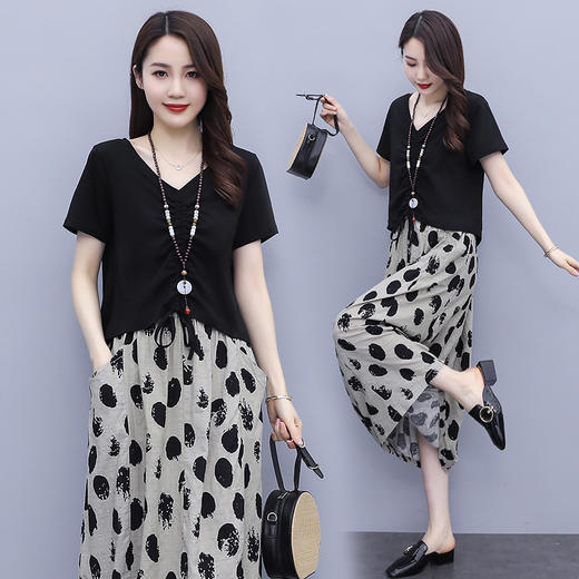 HR  XCMZ7585时尚优雅气质简约舒适套裙【优】 商品图0