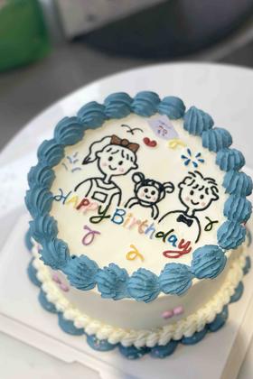 手绘一家三口奶油蛋糕 下单前请仔细阅读商品详情