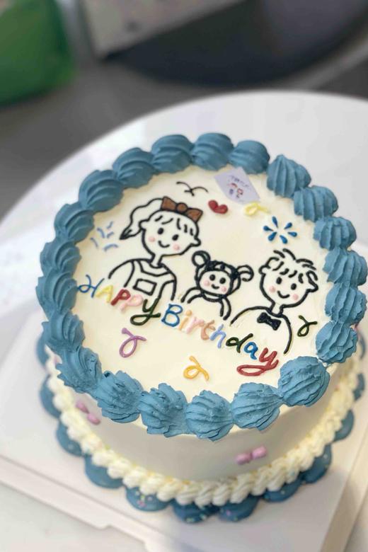 手绘一家三口奶油蛋糕 下单前请仔细阅读商品详情 商品图0