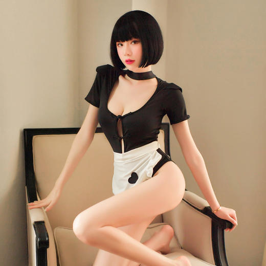 【夺面双汹】情趣内衣 制服 束缚 暗扣 开档 性感 连体衣 女仆 套装 7946 商品图6