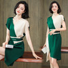 上海旗袍厂ASE-9102拼接气质知性真丝连衣裙 商品缩略图1