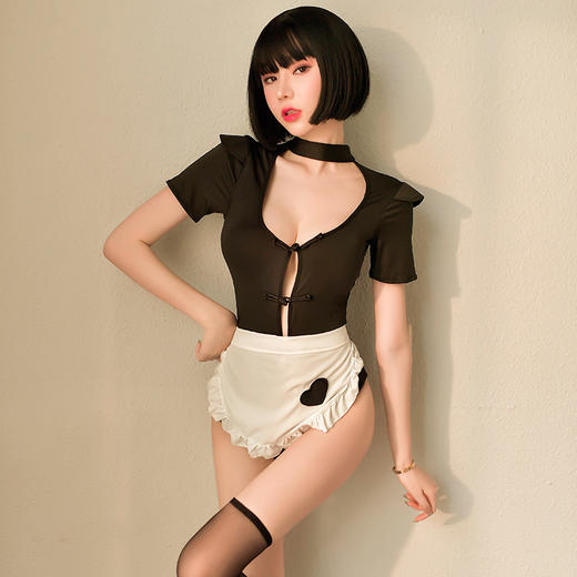 【夺面双汹】情趣内衣 制服 束缚 暗扣 开档 性感 连体衣 女仆 套装 7946 商品图1