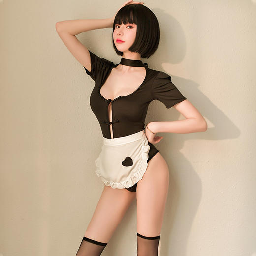 【夺面双汹】情趣内衣 制服 束缚 暗扣 开档 性感 连体衣 女仆 套装 7946 商品图2