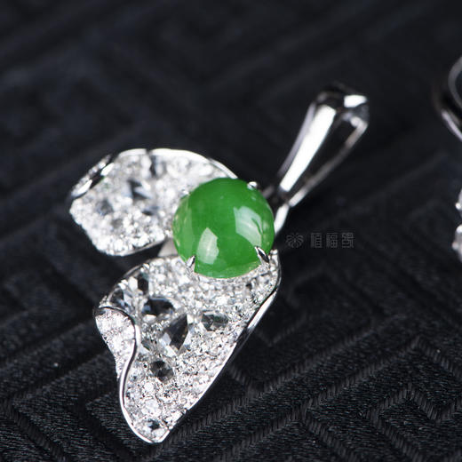 【蝶恋花】满绿翡翠镶钻戒指-JZ12012079 商品图6