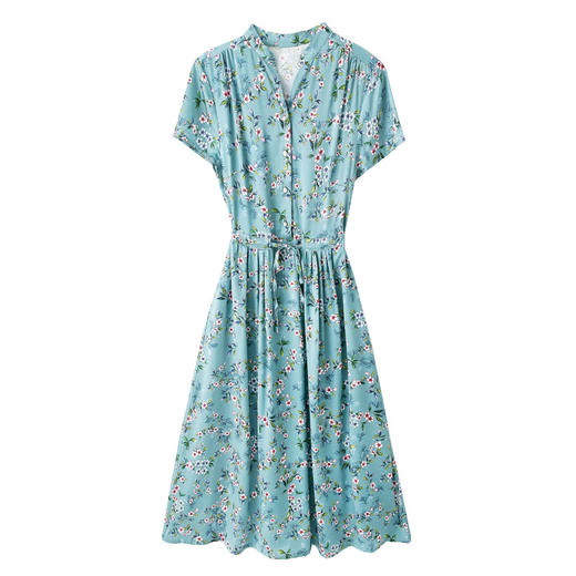 上海旗袍厂ASE-9107气质印花真丝连衣裙 商品图4