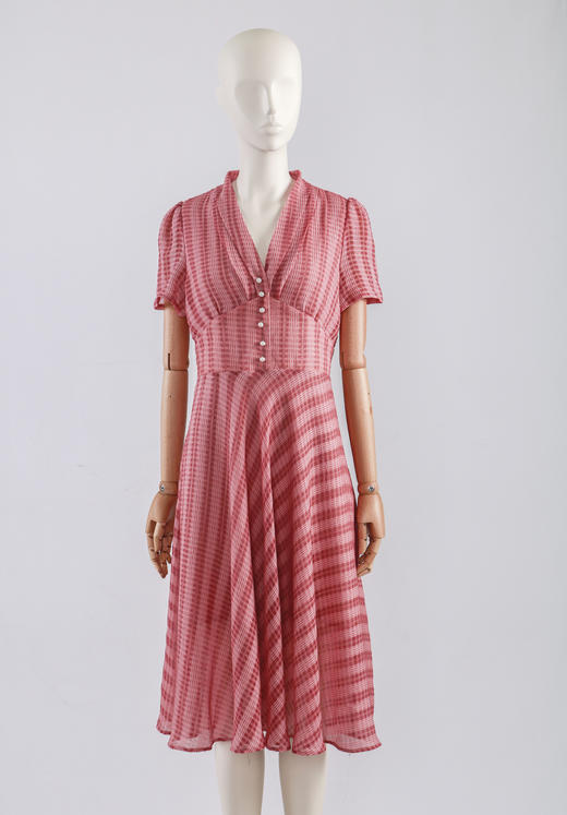 领打折复古大摆连衣裙 商品图0