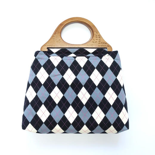 HUJI祤集Embrace手提包插画英伦菱形格纹 商品图1
