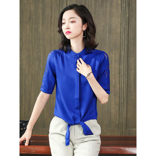 上海旗袍厂ASE-L1703 立领芹姿中袖真丝衬衫 商品图4