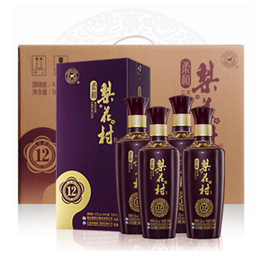 梨花村 新版柔和系列白酒 浓香型  柔和12 42度500ml  一箱4瓶装 商品图0