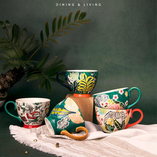 JOYYE卓艺单品旅绘杯-焕新TFC0119035燕麦杯麦片杯早餐杯马克杯大容量水杯陶瓷咖啡杯彩绘 商品图0