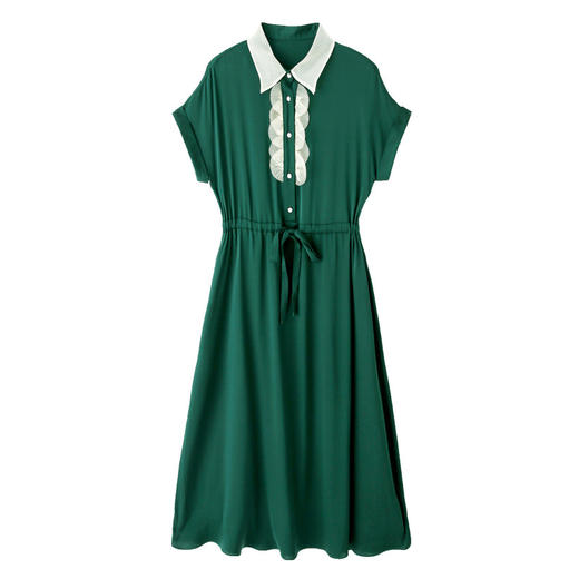 上海旗袍厂ASE-9111花边立领气质真丝连衣裙 商品图4