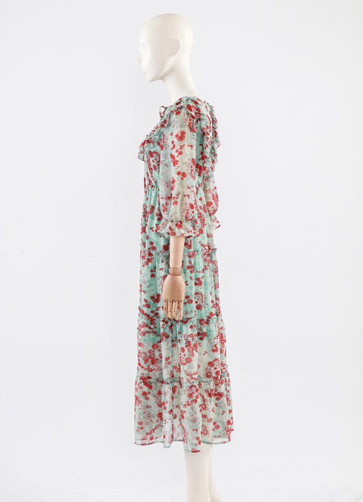 荷叶边松紧腰法式仙女长裙 商品图2