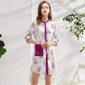 丁摩 苎麻印花衬衫连衣裙DB299