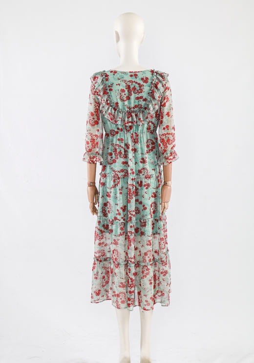 荷叶边松紧腰法式仙女长裙 商品图3