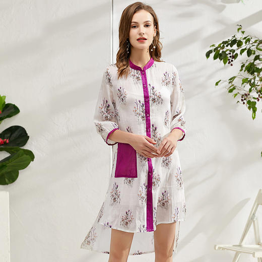 丁摩 苎麻印花衬衫连衣裙DB299 商品图2