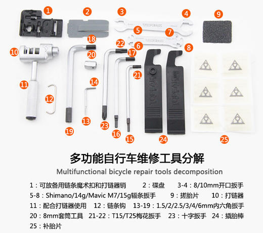 TOPEAK 自行车山地车维修工具包组合工具装备修车便携迷你工具组 商品图1