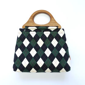 HUJI祤集Embrace手提包插画英伦菱形格纹