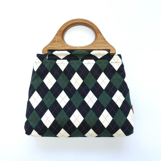 HUJI祤集Embrace手提包插画英伦菱形格纹 商品图0