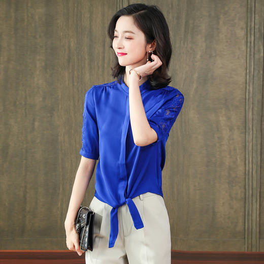 上海旗袍厂ASE-L1703 立领芹姿中袖真丝衬衫 商品图2