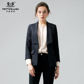 METTE2021年春夏新品女士西服外套职场通勤黑色小西装休闲外套