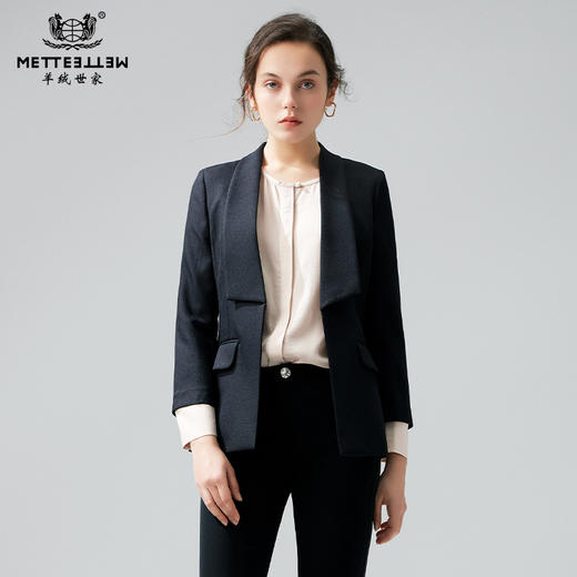 METTE2021年春夏新品女士西服外套职场通勤黑色小西装休闲外套 商品图0