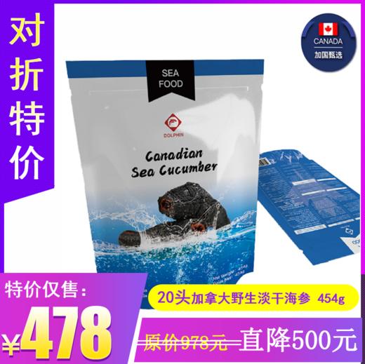 20头开口海参！加拿大野生淡干海参 454g/袋（20-25头等级） 4A级开口参 商品图0