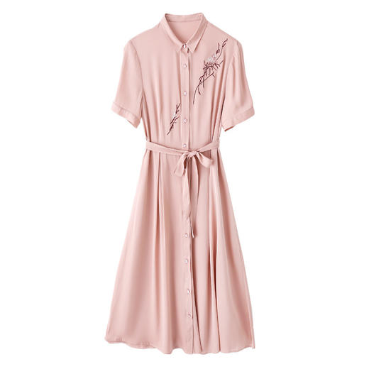 上海旗袍厂ASE-9109绣花立领气质真丝连衣裙 商品图4