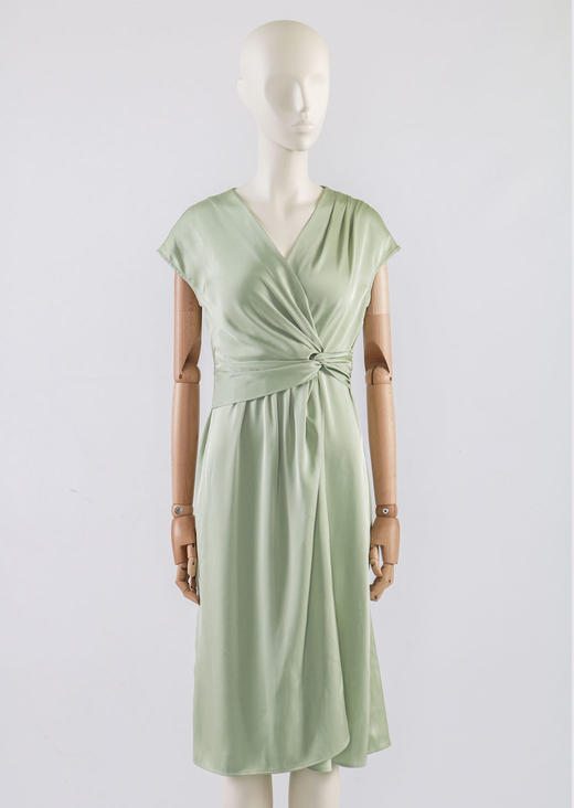 V领交叉打折连衣裙 商品图0