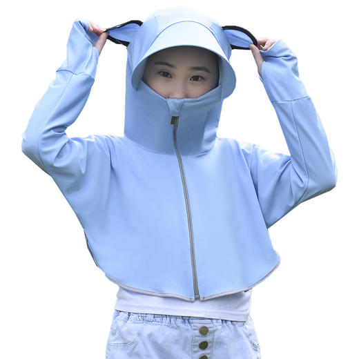 2021新款儿童防晒衣女冰丝防晒服夏季户外骑车衫遮阳服亲子薄款长袖皮肤衣 商品图4