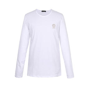 VERSACE 范思哲 男士棉氨纶美杜莎徽标印花圆领长袖T恤 白色 AUU01007 A232741 A1001