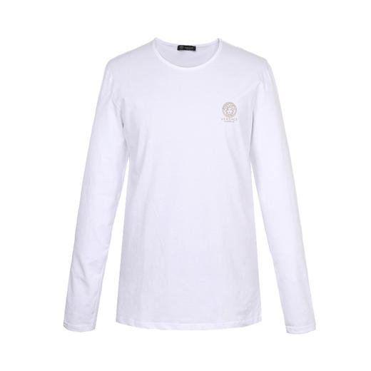 VERSACE 范思哲 男士棉氨纶美杜莎徽标印花圆领长袖T恤 白色 AUU01007 A232741 A1001 商品图0