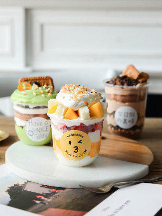 啵啵杯360ml /500ml（5个/50个两种规格可选） （不含贴纸和食物）木糠杯u型胖胖一次性杯子阿华田啵啵慕斯蛋糕波波杯网红抱抱甜品杯 商品图1