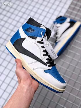 Travis Scott x Fragment x Air Jordan AJ1 High OG SP “Military Blue” 闪电倒钩 鞋头的大面积白色
