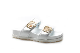 豪麟名鞋奥莱CHIARA FERRAGNI女装牛皮革拖鞋CF2815L白色  原价2780元