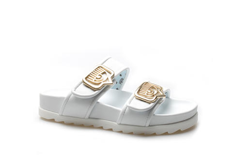 豪麟名鞋奥莱CHIARA FERRAGNI女装牛皮革拖鞋CF2815L白色  原价2780元 商品图0