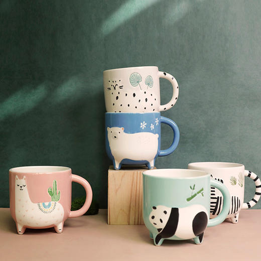 JOYYE卓艺单品动物乐园杯TFC0119227创意杯马克杯大容量水杯男杯子女可爱陶瓷杯少女燕麦杯早餐杯 商品图2
