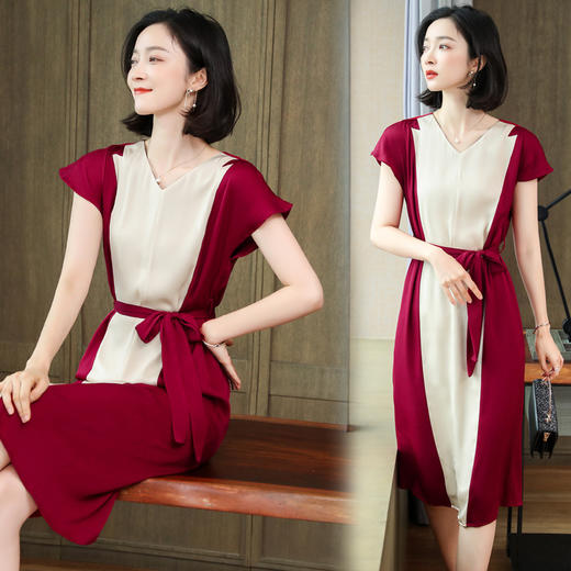 上海旗袍厂ASE-9110 绣花立领气质真丝连衣裙 商品图0