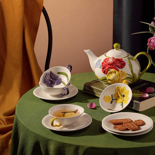 JOYYE卓艺套9绽放茶具套装TIT0517169时尚下午茶花茶创意家用陶瓷水杯咖啡杯家用 商品图0