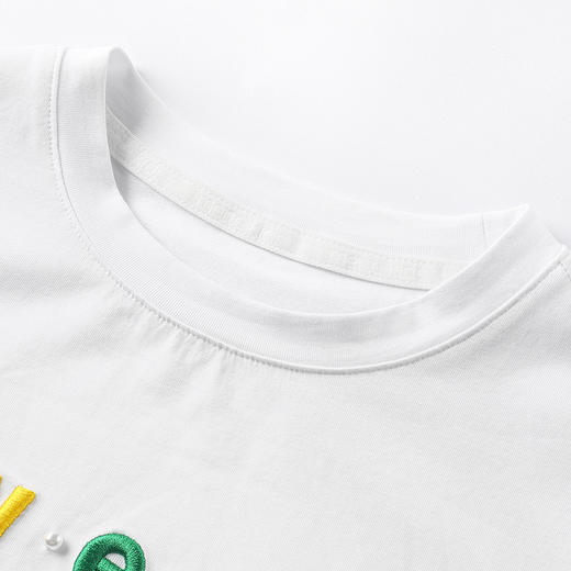 【纯棉字母绣花T恤】夏季新品女童薄款圆领T恤宽松百搭短袖上衣 商品图4