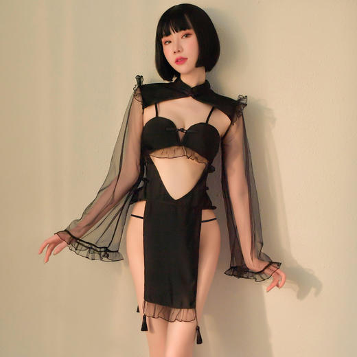 【暗夜华尔兹】情趣内衣 美女 制服 网纱 蕾丝 棉垫 性感 旗袍 外贸 6980 商品图12