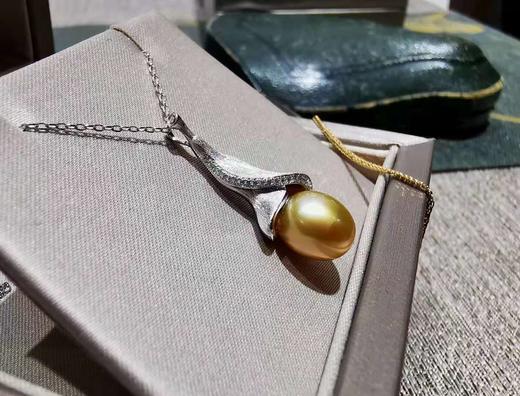 浓金色海水金珠18K金吊坠 商品图3