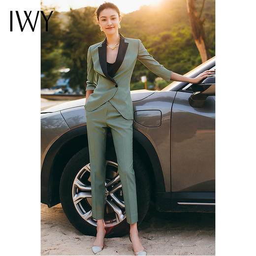 IWY/绿色七分袖职业西装套装时尚办公女神装经理团体服饰OL CP1249 商品图2