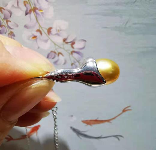 浓金色海水金珠18K金吊坠 商品图4