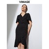 VIMAGE纬漫纪夏季V领时尚修身显瘦黑色裙子连衣裙VB2107138 商品缩略图0