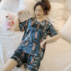 睡衣女夏仿真丝V领短袖两件套装学生甜美可爱韩版冰丝绸家居服女 商品缩略图3