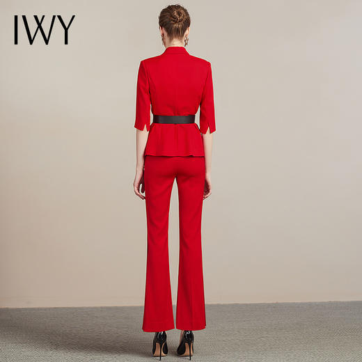 IWY/红色西装外套女开叉阔腿裤套装气质女神范时尚休闲职业装正装212026C1P3+YD 商品图3