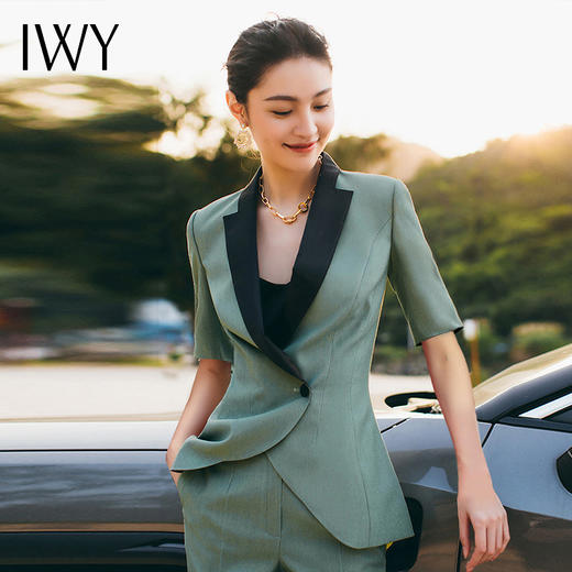 IWY/墨绿色职业西装套装时尚四分袖薄款气质上班休闲高端名媛CP1305 商品图1