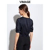 VIMAGE纬漫纪女装夏季新品V领短袖宽松休闲小上衣短款薄V1503118 商品缩略图3