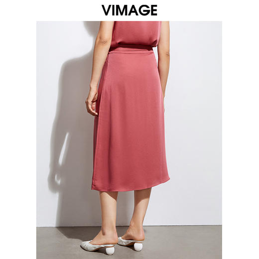 VIMAGE纬漫纪优雅百搭半身裙中长款适合胯大腿粗的裙子夏VA2106107半裙 商品图3