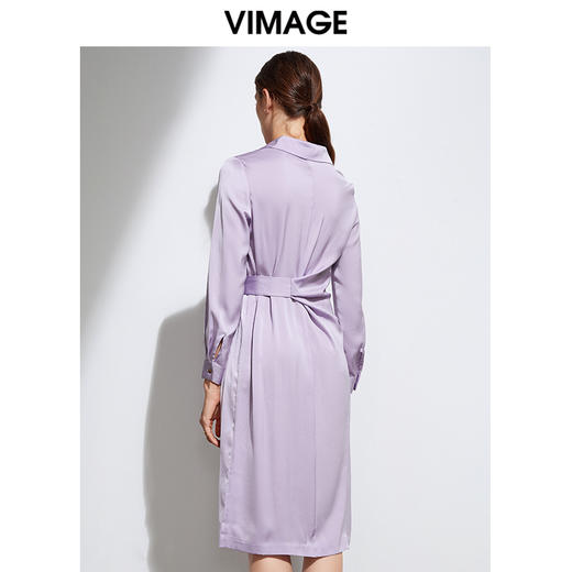 VIMAGE纬漫纪女装春夏长袖收腰通勤职场百搭衬衫连衣裙VA2107111 商品图4